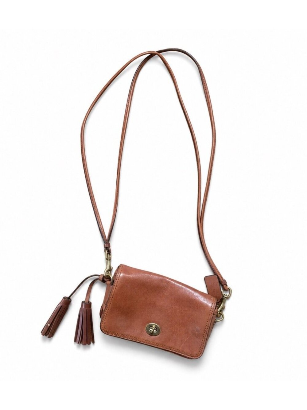 Coach 19914 Penny Brown Leather Crossbody Shoulder Bag Purse Turnlock EUC